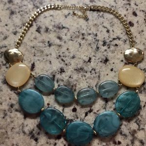 Statement bib necklace aqua gold perfect 4 Summer